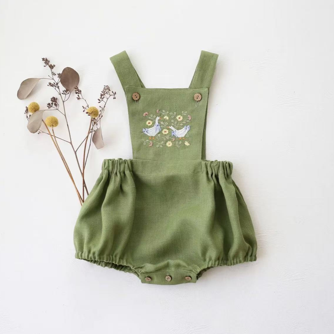 Baby Summer Linen Sleeveless Jumpsuit - Детский комбинезон в деревенском стиле, новинка
