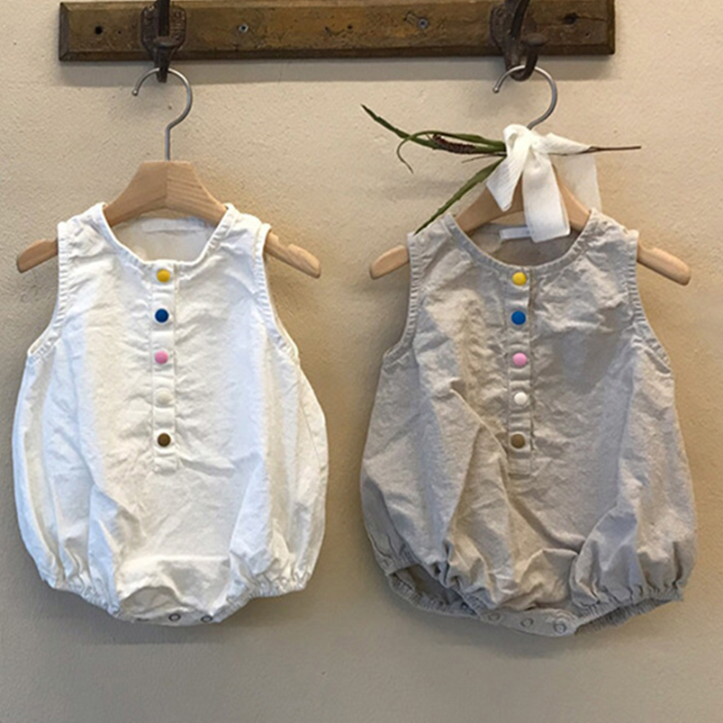 Baby Summer Linen Sleeveless Jumpsuit - Комбинезон для мальчиков и девочек, из