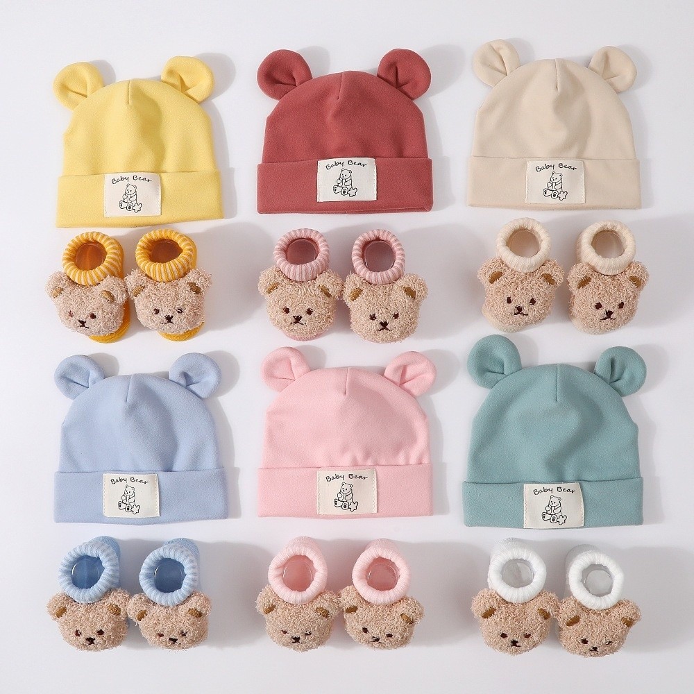 Infant Beanie Hat With Ears - Комплект из 2 предметов: хлопковая шапочка