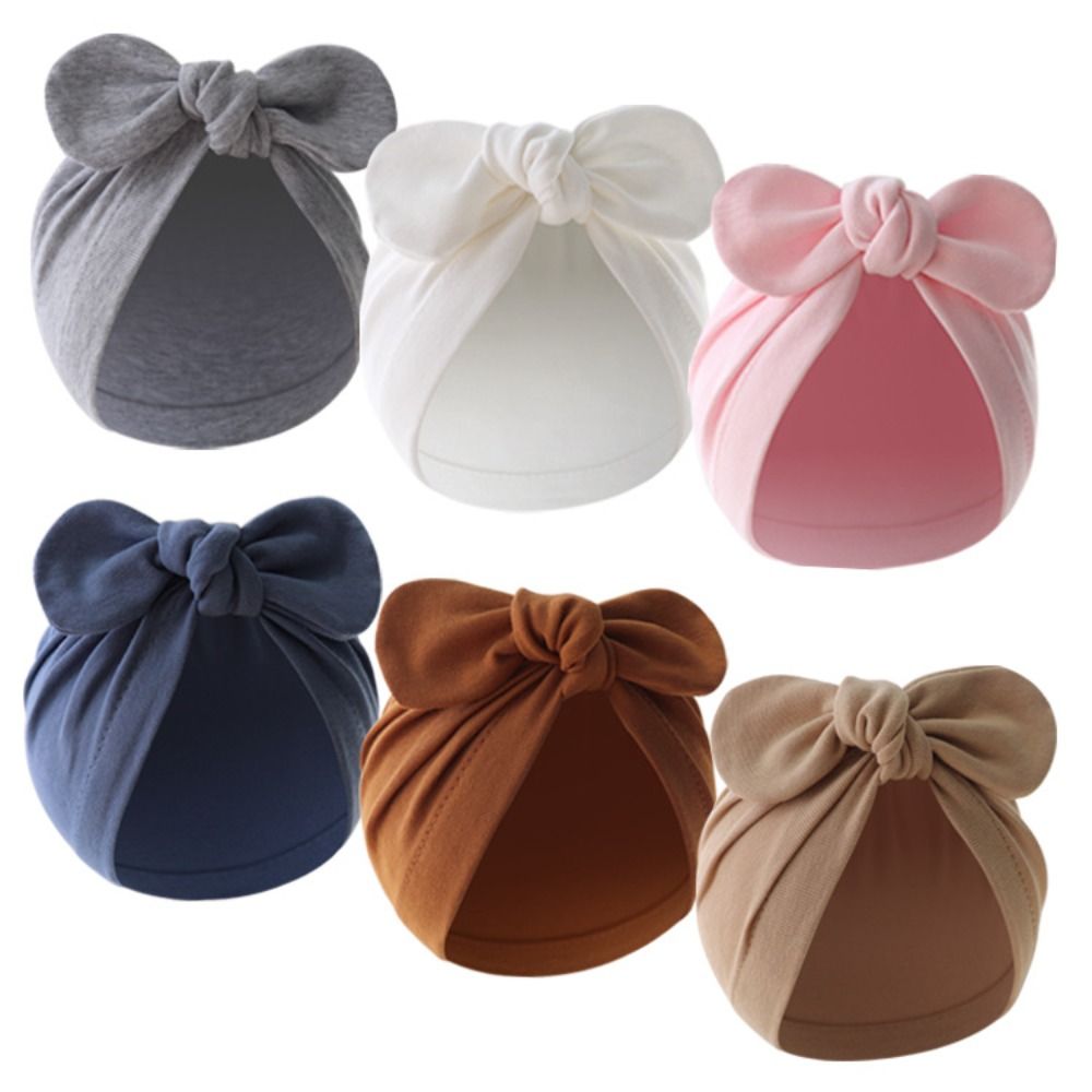 Infant Beanie Hat With Ears - Детская шапка с милым цветочным узлом,