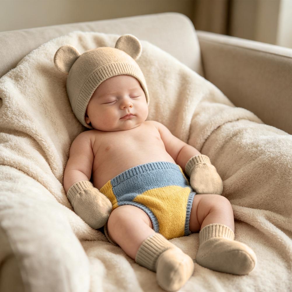 Infant Beanie Hat With Ears - Защитные носочки для новорожденных, комплект шапочки