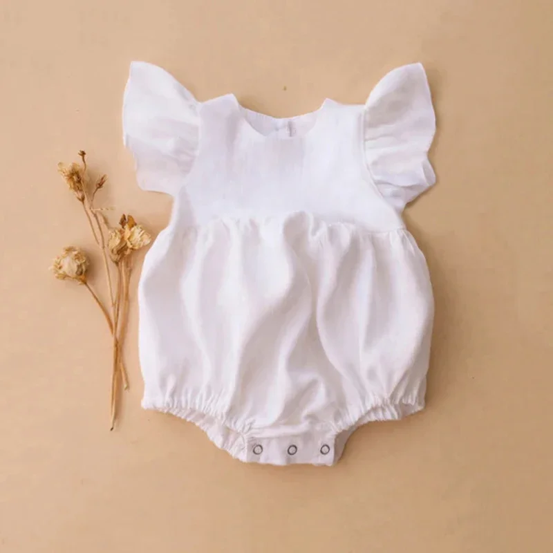 Baby Summer Linen Sleeveless Jumpsuit - Хлопковая льняная одежда для новорожденных девочек