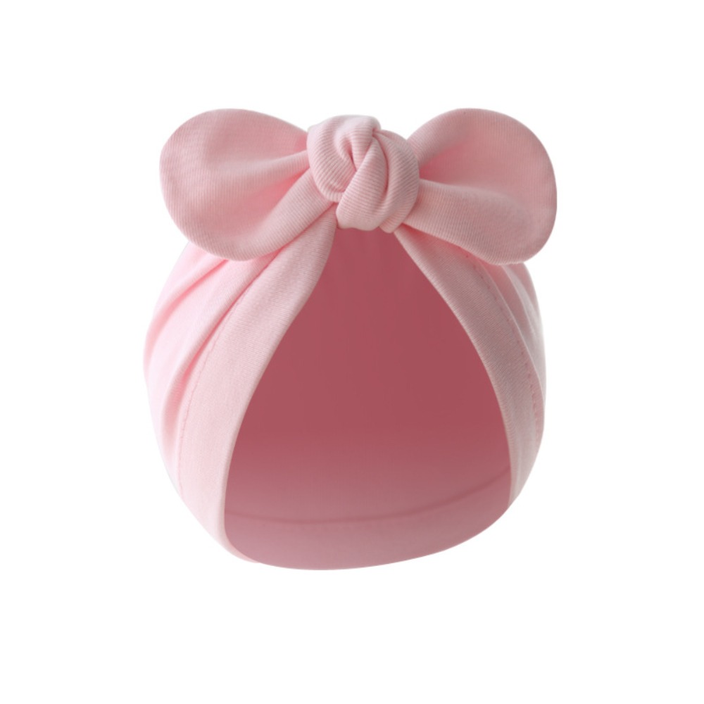 Infant Beanie Hat With Ears - Милая шапка с цветочным узлом, хлопковая