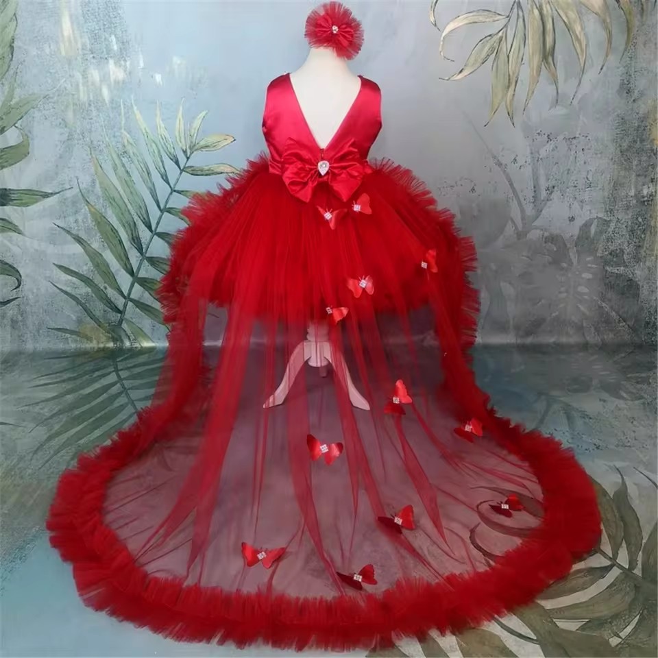Красные платья с цветочным узо – обзор и цена Toddler Girl Tulle Party Dress